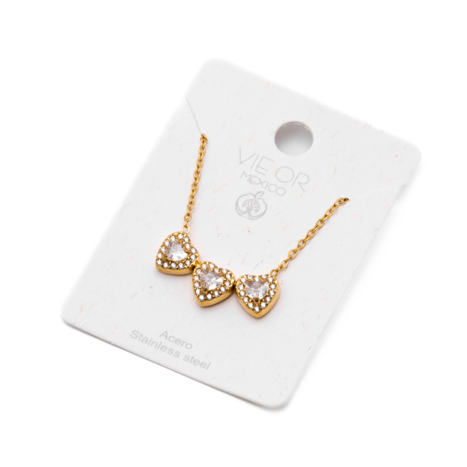 COLLAR ZO14967N DORADO+BLANCO Acero Inoxidable 2D21