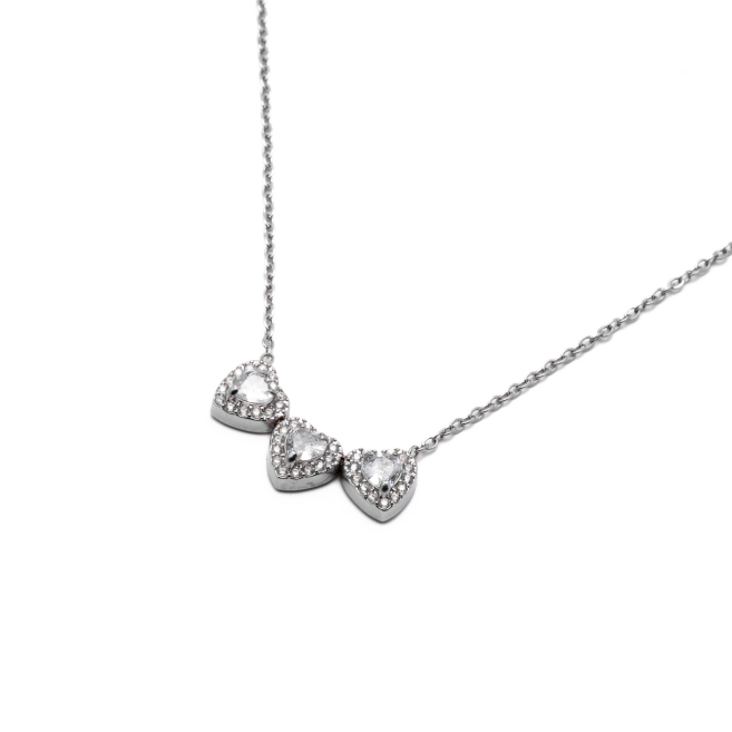 COLLAR ZO14967N PLATEADO+BLANCO Acero Inoxidable