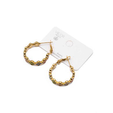 ARETES ZO13539E DORADO+MULTICOLOR Acero Inoxidable G25