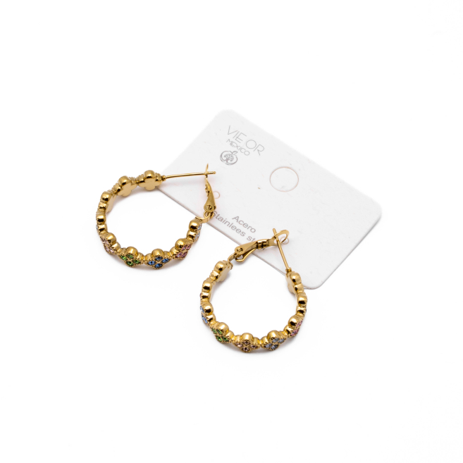 ARETES ZO13539E DORADO+MULTICOLOR Acero Inoxidable G25