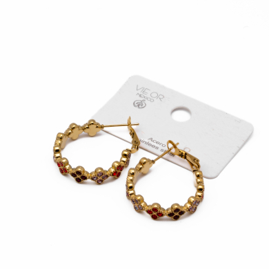 ARETES ZO13539E DORADO+ROJO Acero Inoxidable G25