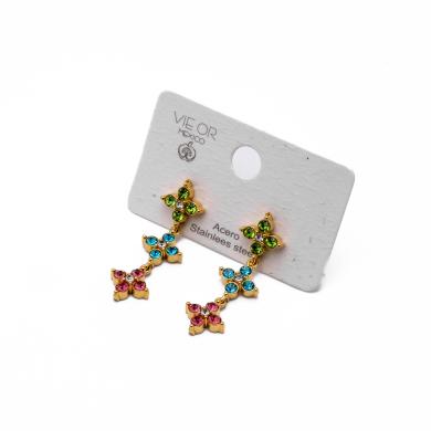 ARETES ZO15145E DORADO+MULTICOLOR Acero Inoxidable G25