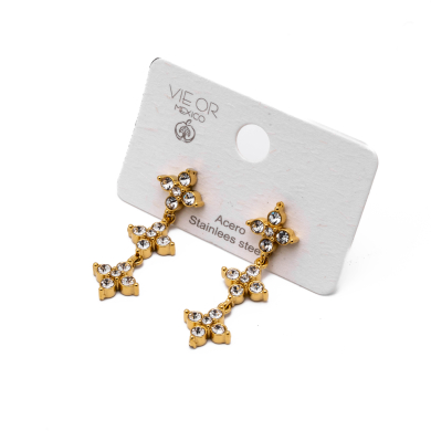 ARETES ZO15145E DORADO+BLANCO Acero Inoxidable