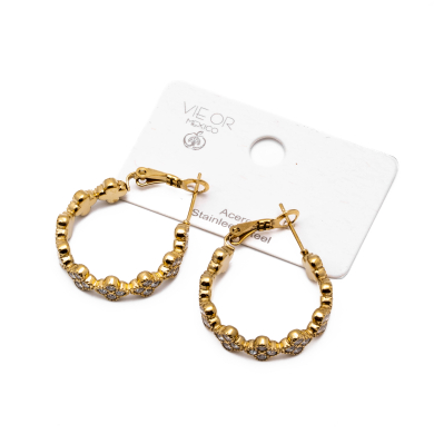 ARETES ZO13539E DORADO+BLANCO Acero Inoxidable