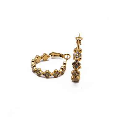 ARETES ZO13539E DORADO+BLANCO Acero Inoxidable