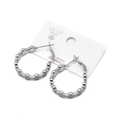 ARETES ZO13539E PLATEADO+BLANCO Acero Inoxidable G25