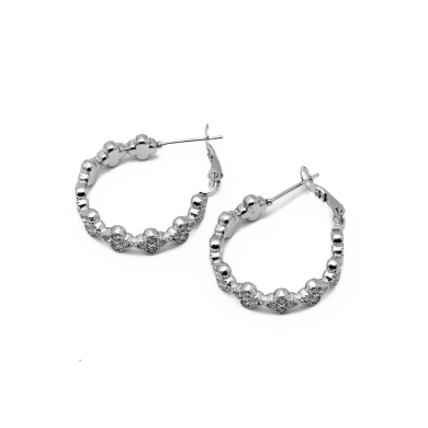 ARETES ZO13539E PLATEADO+BLANCO Acero Inoxidable G25
