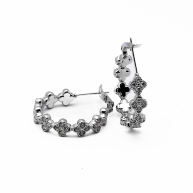 ARETES ZO13539E PLATEADO+BLANCO Acero Inoxidable G25