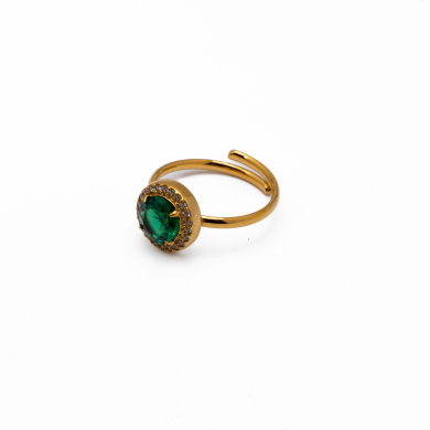 ANILLO ZO15795R DORADO+VERDE Acero Inoxidable A28