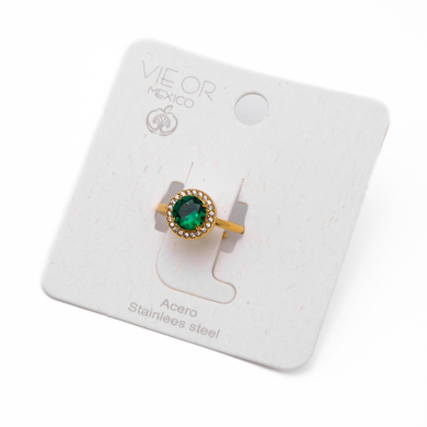 ANILLO ZO15795R DORADO+VERDE Acero Inoxidable A28