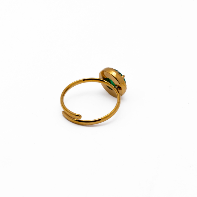 ANILLO ZO15795R DORADO+VERDE Acero Inoxidable A28