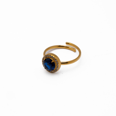 ANILLO ZO15795R DORADO+AZUL Acero Inoxidable A28