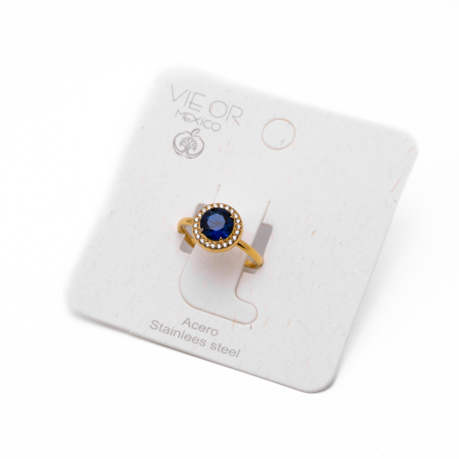 ANILLO ZO15795R DORADO+AZUL Acero Inoxidable A28