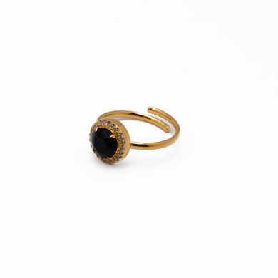 ANILLO ZO15795R DORADO+NEGRO Acero Inoxidable A28