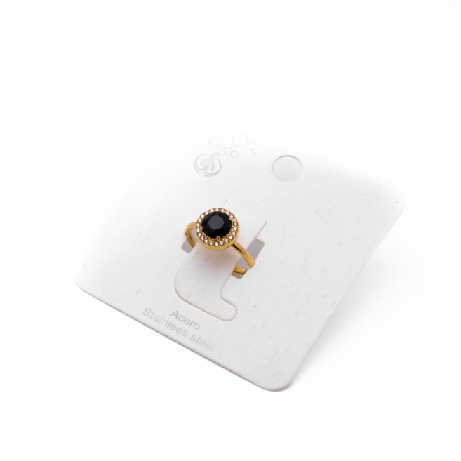 ANILLO ZO15795R DORADO+NEGRO Acero Inoxidable A28