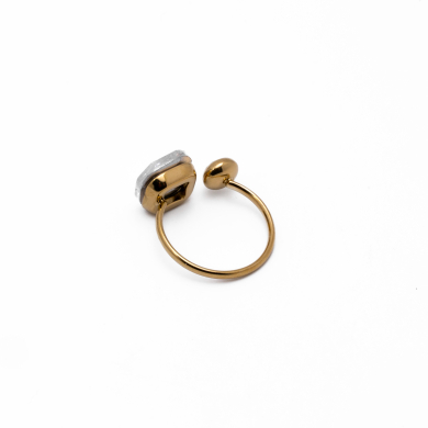 ANILLO ZO14059R DORADO+BLANCO Acero Inoxidable A29