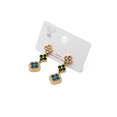 ARETES ZO14542E DORADO+VERDE Acero Inoxidable G35