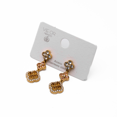 ARETES ZO14542E DORADO+BEIS Acero Inoxidable G35