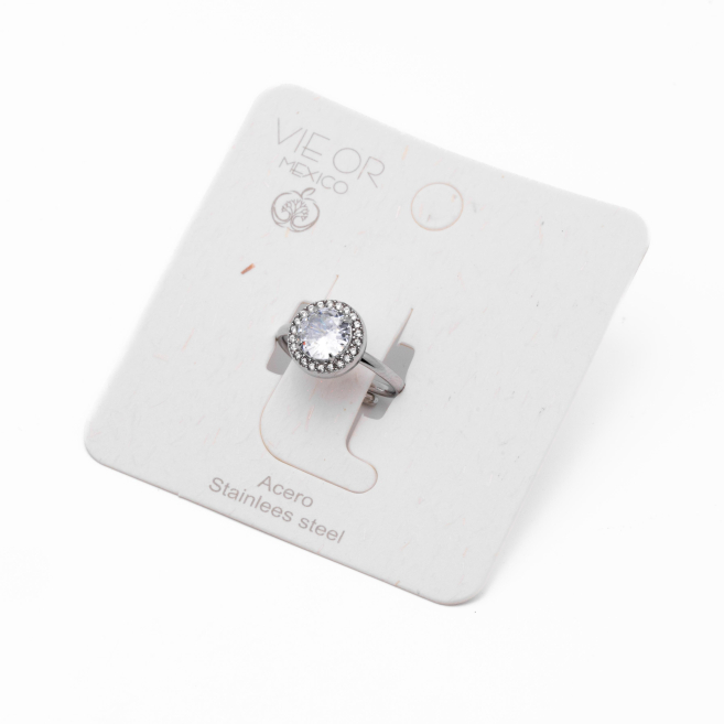 ANILLO ZO15795R PLATEADO+BLANCO Acero Inoxidable