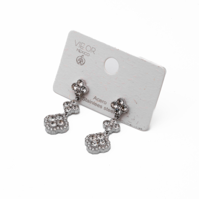 ARETES ZO14542E PLATEADO+BLANCO Acero Inoxidable G35