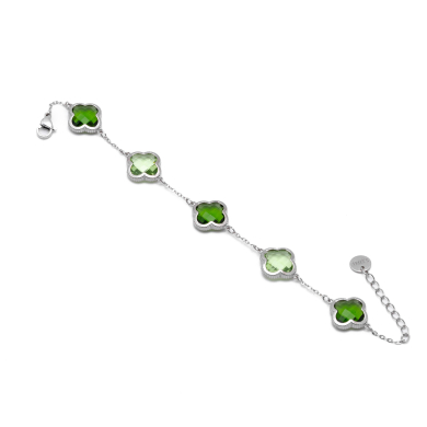 PULSERA ZO13948B PLATEADO+VERDE Acero Inoxidable