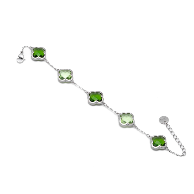PULSERA ZO13948B PLATEADO+VERDE Acero Inoxidable