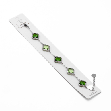 PULSERA ZO13948B PLATEADO+VERDE Acero Inoxidable