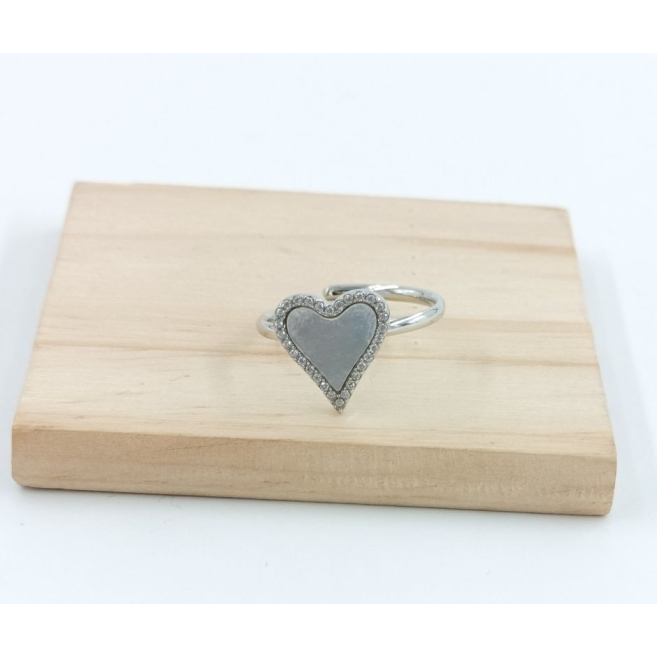 ANILLO ZO11867R PLATEADO+BLANCO Acero Inoxidable