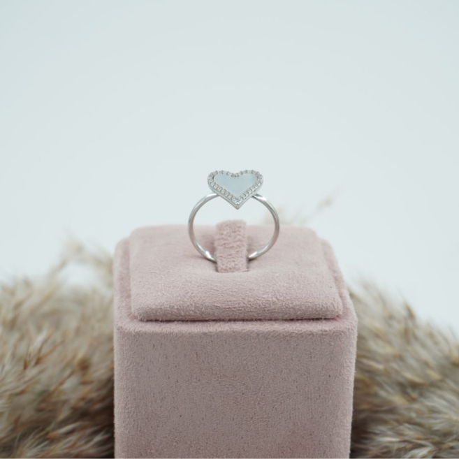 ANILLO ZO11867R PLATEADO+BLANCO Acero Inoxidable