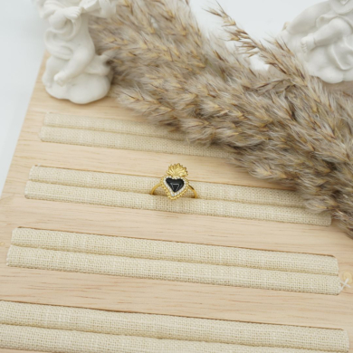 ANILLO ZO12427R DORADO+NEGRO Acero Inoxidable