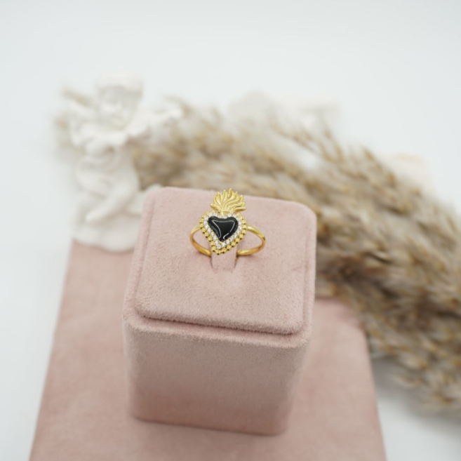 ANILLO ZO12427R DORADO+NEGRO Acero Inoxidable