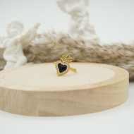 ANILLO ZO12427R DORADO+NEGRO Acero Inoxidable