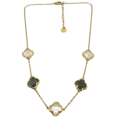 COLLAR ZO13947N DORADO+FUXIA Acero Inoxidable