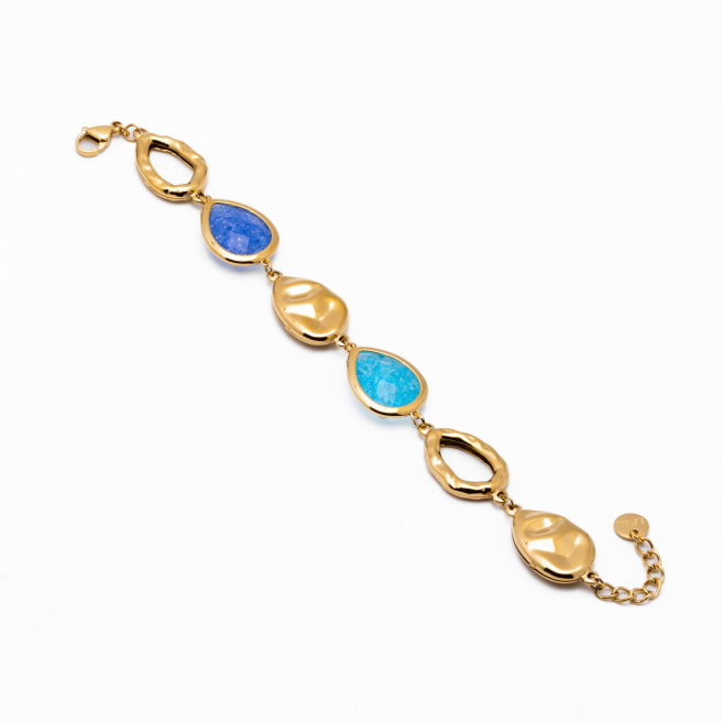 PULSERA ZO15289B DORADO+AZUL Acero Inoxidable 2B38