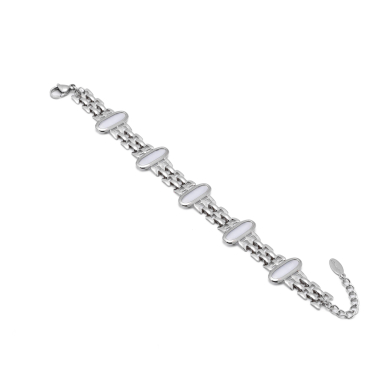 PULSERA ZO13485B PLATEADO+BLANCO Acero Inoxidable 2B52