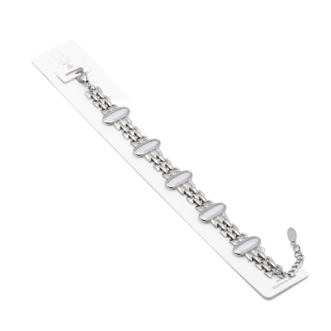PULSERA ZO13485B PLATEADO+BLANCO Acero Inoxidable 2B52