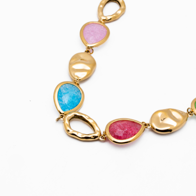 COLLAR ZO15290N DORADO+MULTICOLOR Acero Inoxidable