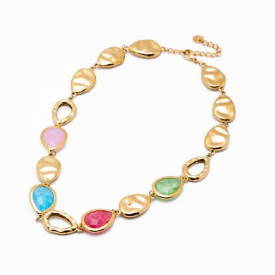 COLLAR ZO15290N DORADO+MULTICOLOR Acero Inoxidable