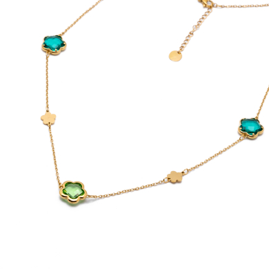 COLLAR ZO14520N/12MM/90+5CM DORADO+VERDE Acero Inoxidable E57