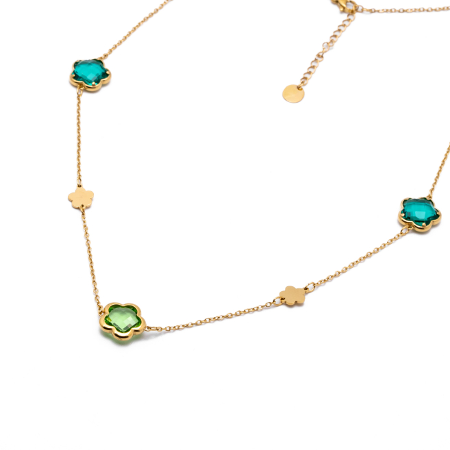 COLLAR ZO14520N/12MM/90+5CM DORADO+VERDE Acero Inoxidable E57