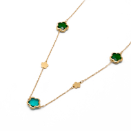 COLLAR ZO14520N/12MM/90+5CM DORADO+VERDE Acero Inoxidable E57