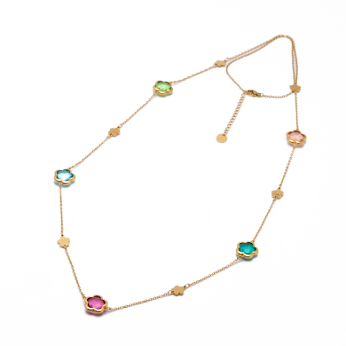COLLAR ZO14520N/12MM/90+5CM DORADO+MULTICOLOR Acero Inoxidable E57