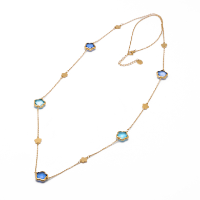 COLLAR ZO14520N/12MM/90+5CM DORADO+AZUL Acero Inoxidable E57