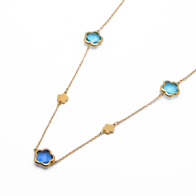 COLLAR ZO14520N/12MM/90+5CM DORADO+AZUL Acero Inoxidable E57