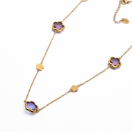 COLLAR ZO14520N/12MM/90+5CM DORADO+LILA Acero Inoxidable E57