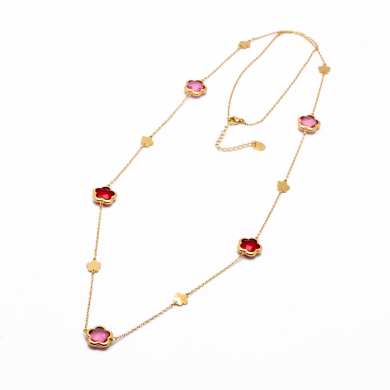 COLLAR ZO14520N/12MM/90+5CM DORADO+ROJO Acero Inoxidable E57