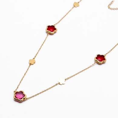 COLLAR ZO14520N/12MM/90+5CM DORADO+ROJO Acero Inoxidable E57