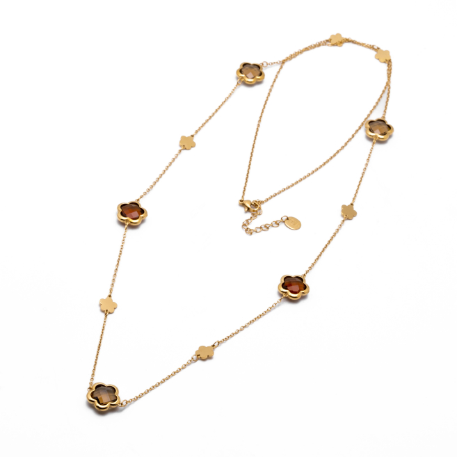 COLLAR ZO14520N/12MM/90+5CM DORADO+CAFE Acero Inoxidable E57