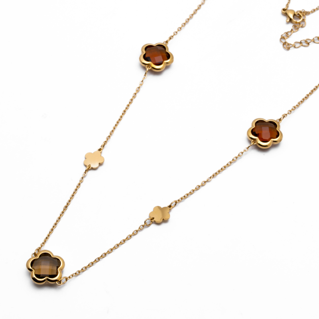 COLLAR ZO14520N/12MM/90+5CM DORADO+CAFE Acero Inoxidable E57