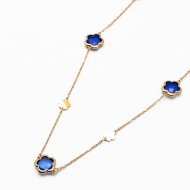 COLLAR ZO14520N/12MM/90+5CM DORADO+AZULOSCURO Acero Inoxidable E57